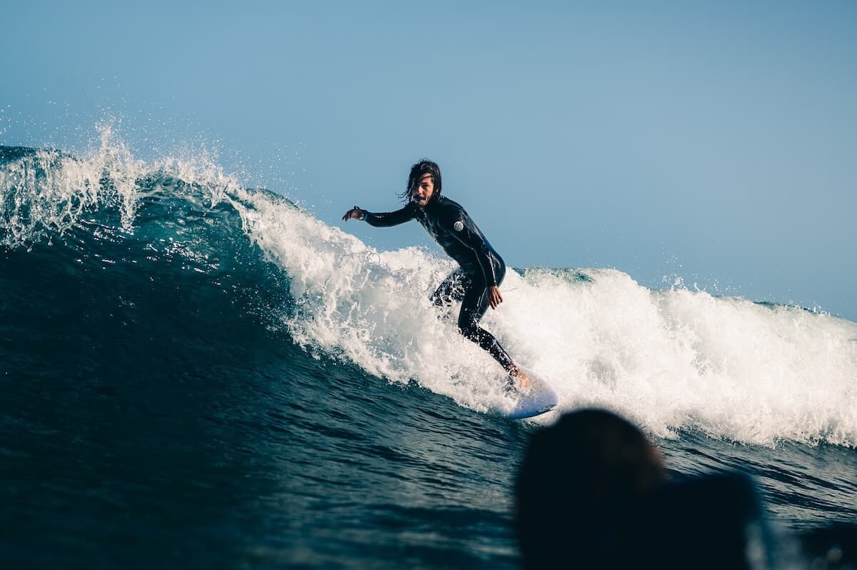 Surfer riding a wave